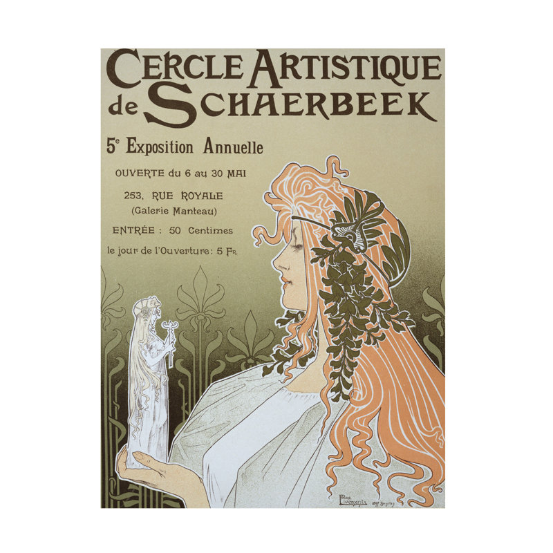 «Henri Theodore Privat-Livemont Schaerbeeks», exposition d'art sur toile, 1897, H 19 po x l 14 po