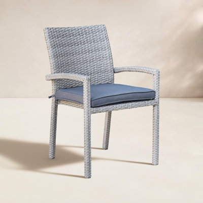 Alyisa Wicker Premium All-Weather Wicker Outdoor Stacking Dining Armchair with Cushion
