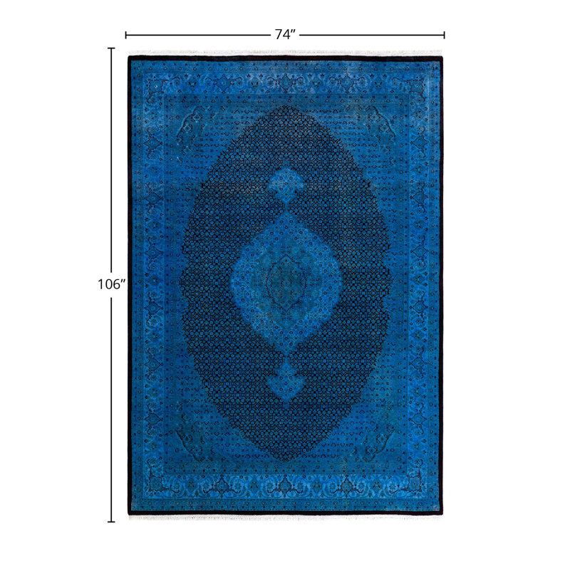 Tapis bleu surteint 6 pi 2 po x 8 pi 10 po One-of-a-Kind