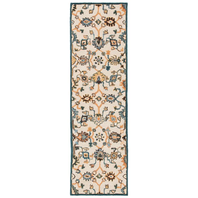 Heritage Hand Tufted Wool/Cotton Oriental Rug in Ivory/Gray, Runner 2'3" x 8'