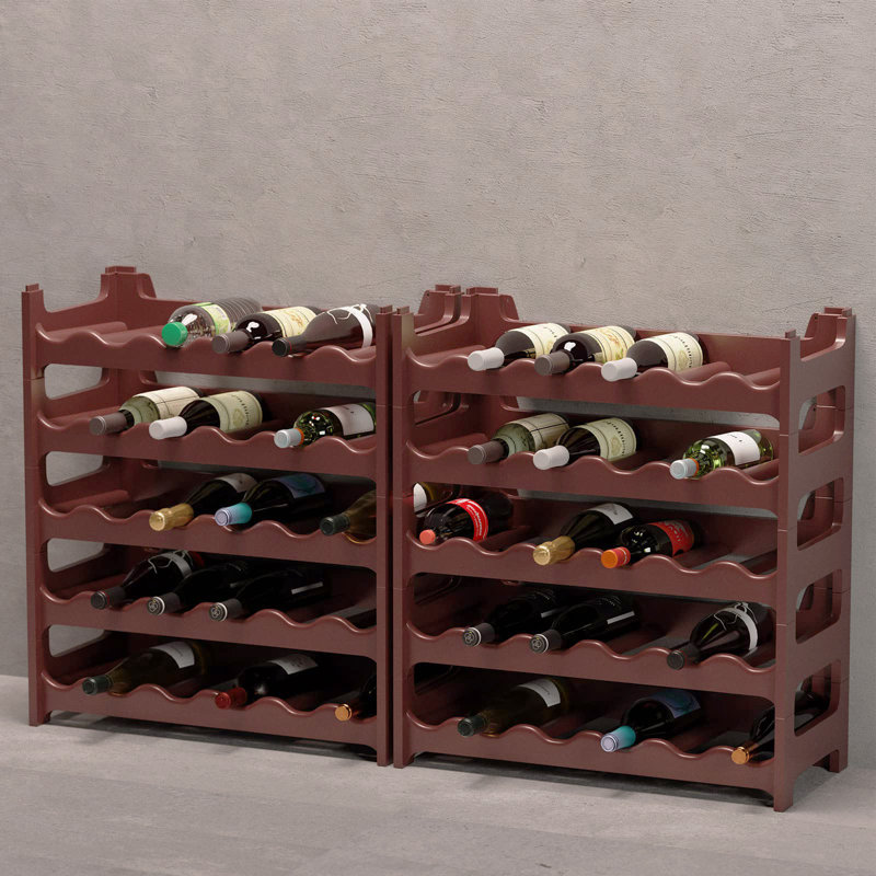 Denissa 60 Bottle Floor Wine Bottle Rack, Brown