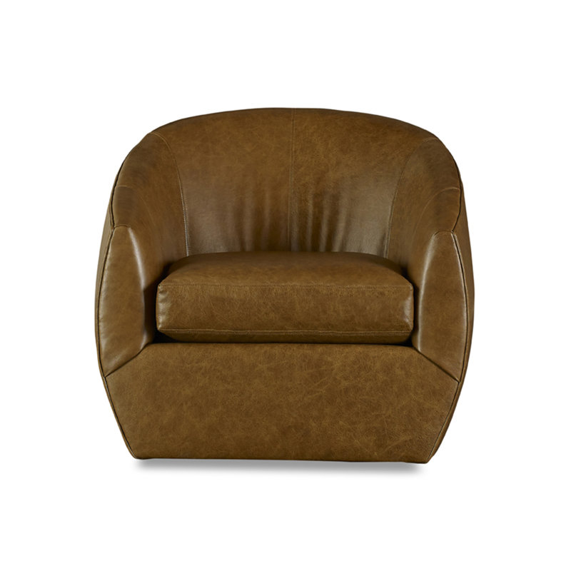 Leather Swivel Barrel Chair
