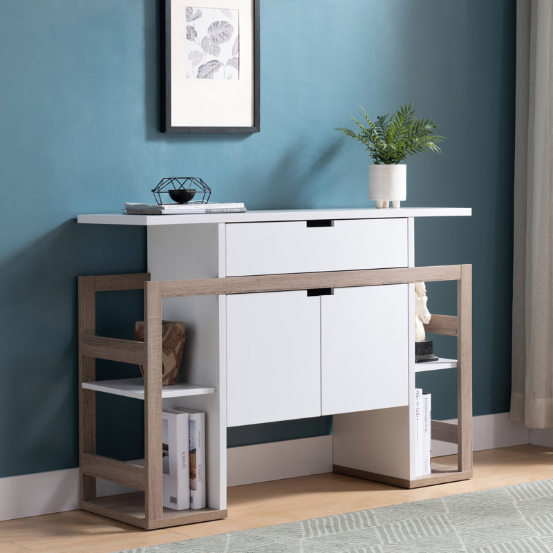 Buffet de cuisine avec rangement, 4 tablettes, blanc et taupe foncé | Idée de cadeau
