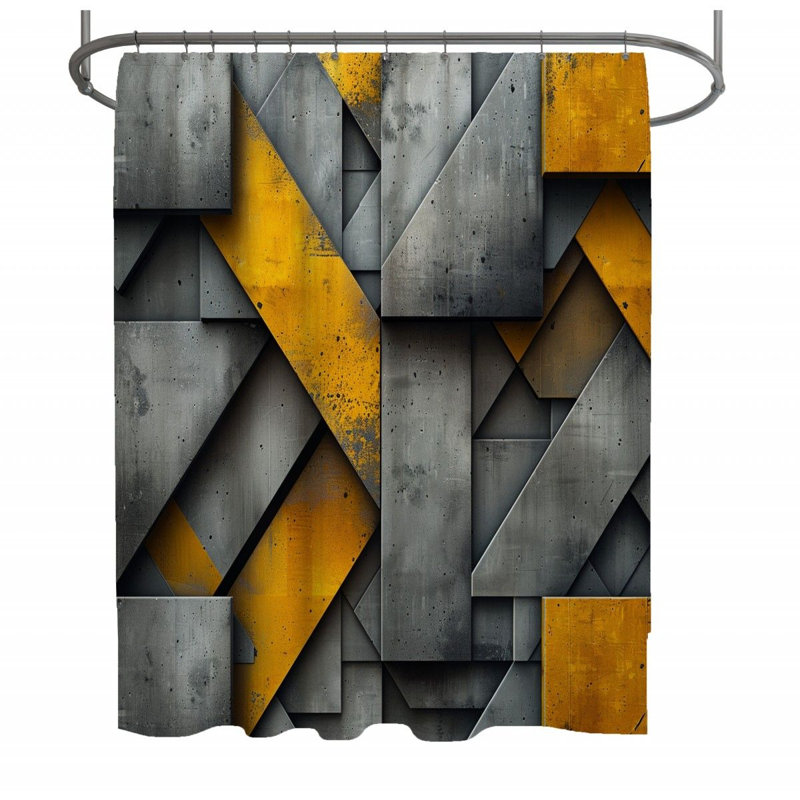 Concrete Geometry Art Abstract Shower Curtain, 93"H x 70"W