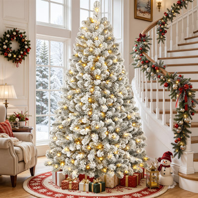  Pre Lit Christmas Tree Snow Flocked with 13 Modes
