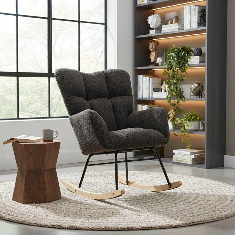 Chaise berçante rembourrée Modern Minimalist, Gris foncé