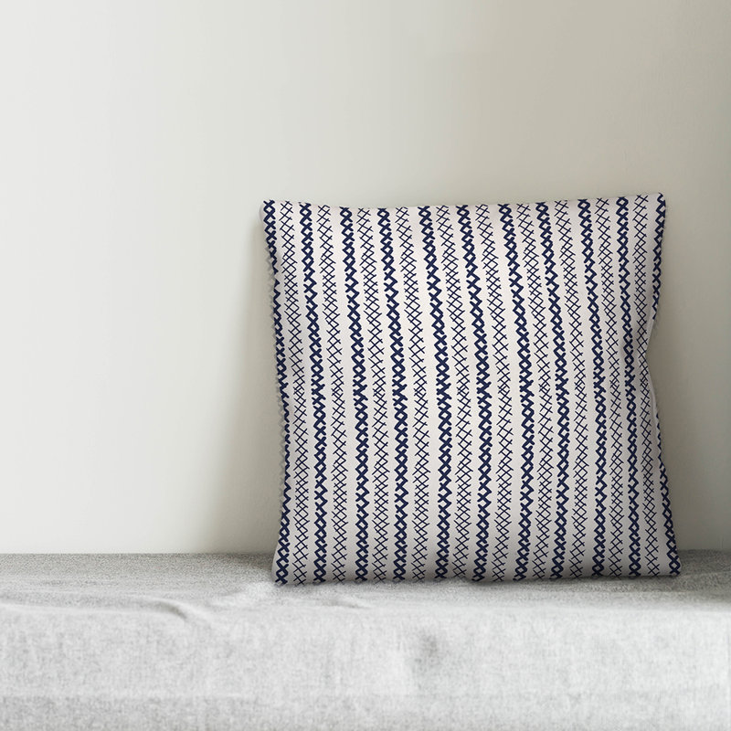  Housse et insert de coussin carré Tally, 16 po x 1 po, Blanc / rayé bleu marine 2