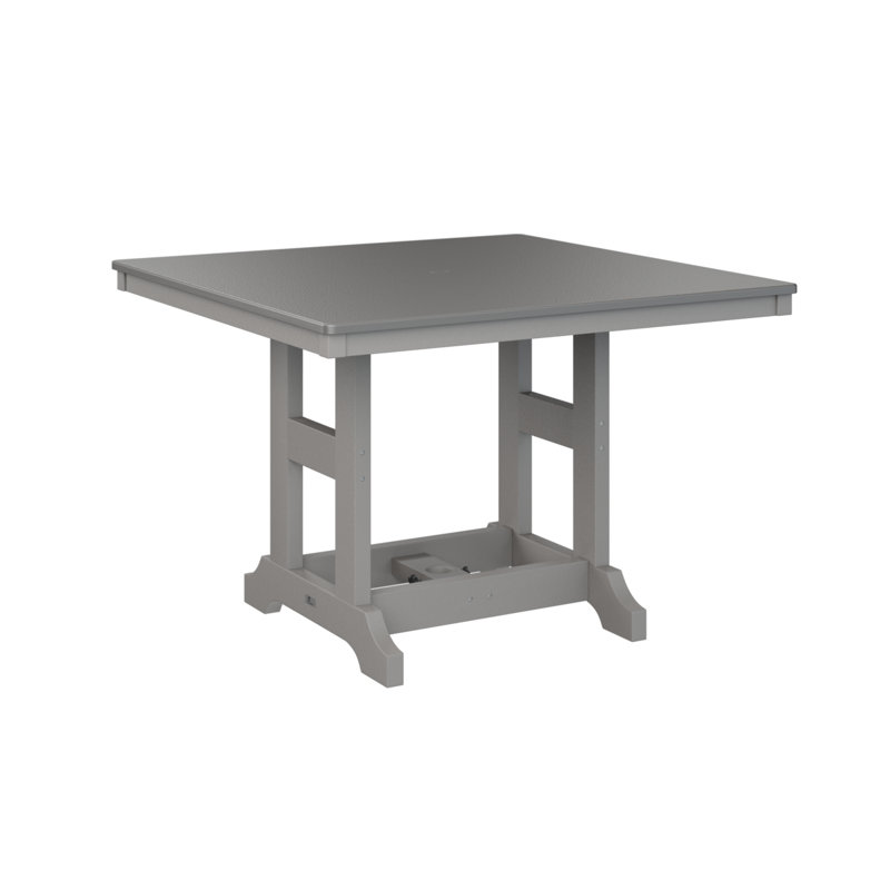 Garden Classic Outdoor Square Bar Table, Hammered Top Stainless, Light Gray, 35.5" H x 44" W x 44" D