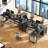 L Shaped Computer Desk With Power Outlets, Home Office Desk With 4 Adjustable Storage Drawers & 2 Monitor Stands, Two Person Gaming Table For Bedroom, Black