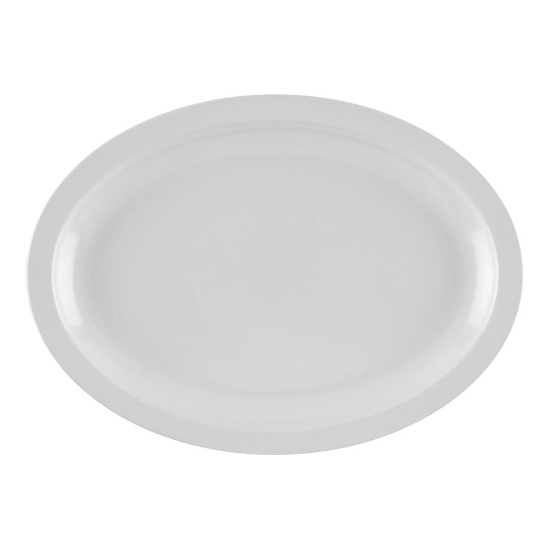 GET Plateau de service ovale en mélamine OP-610-MIX, H 1 po x L 13,25 po x l 9,75 po, Blanc