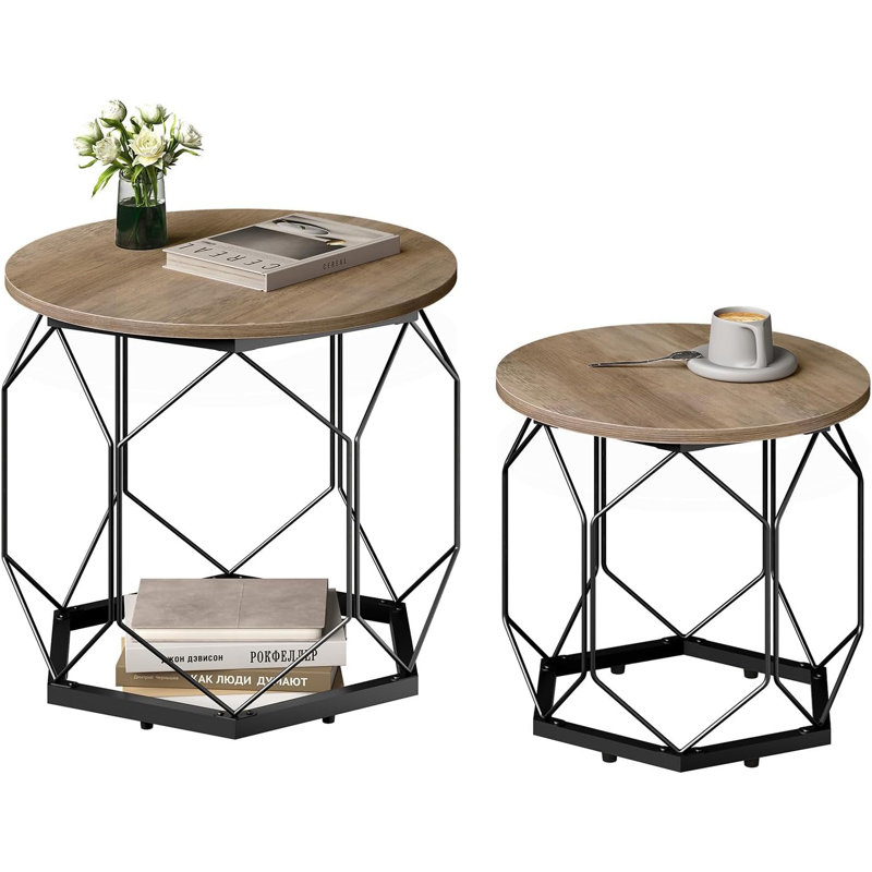 Collison Frame Nesting Tables, Grey Woodlook