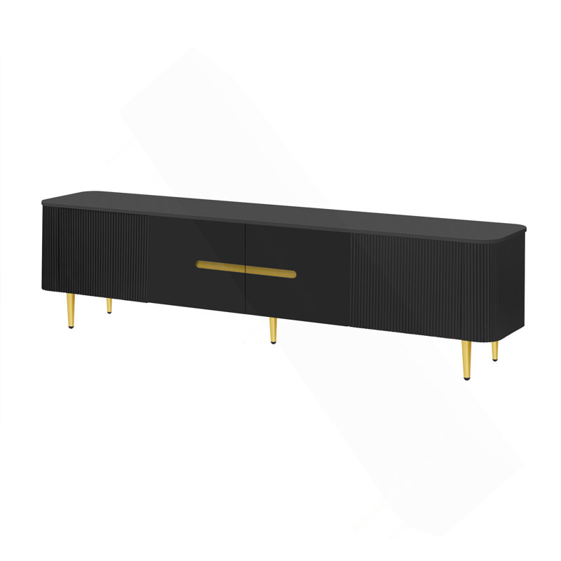 Meuble télé minimaliste pour téléviseur de 85 po ou moins, Noir