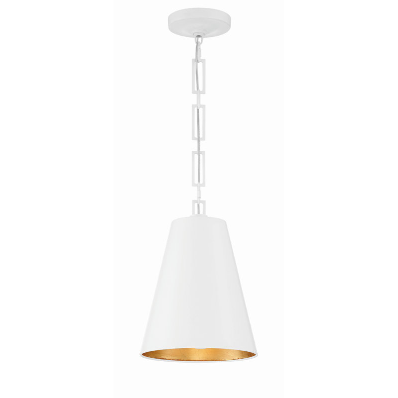 2 - Light Pendant, Matte White/Antique Gold