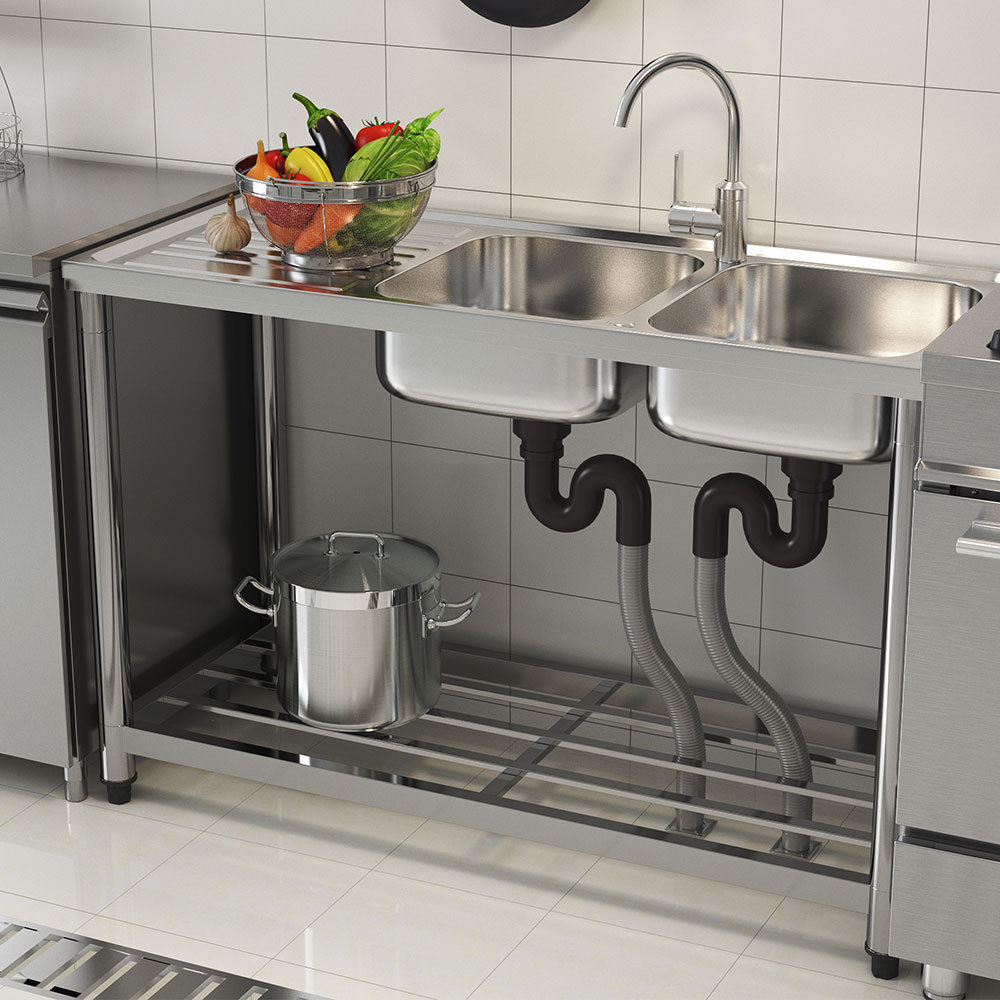 Borough Wharf 500mm W Single Bowl Stainless Steel Kitchen Sink with 2 Faucet Holes