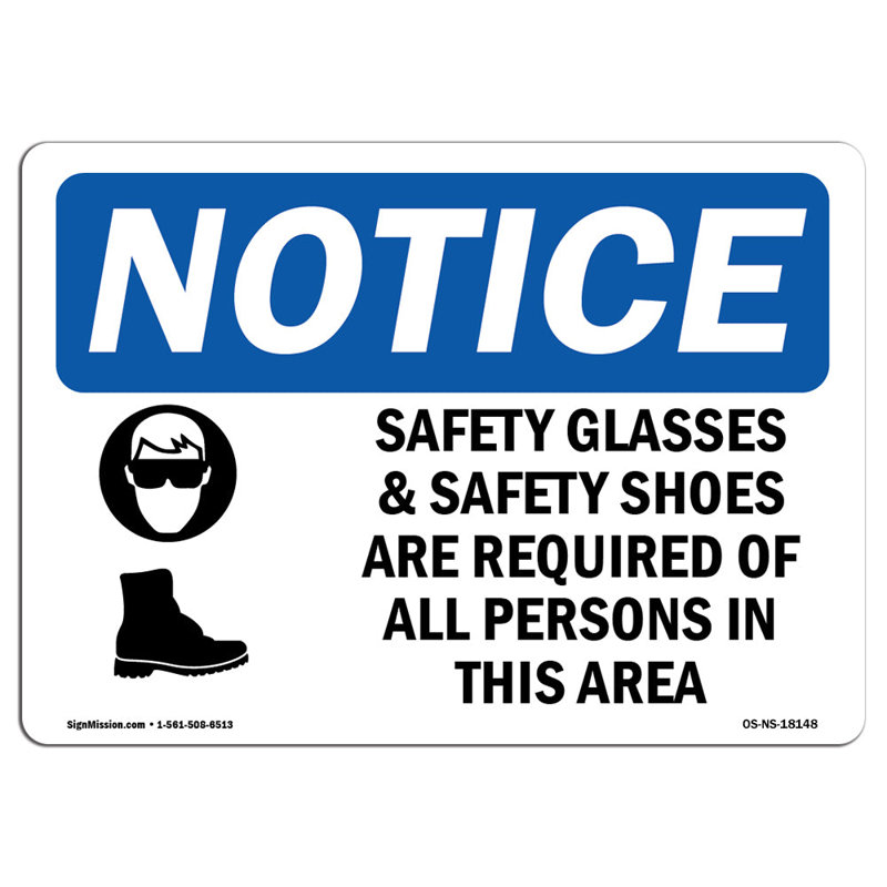 Signe de lunettes de sécurité et de chaussures de sécurité