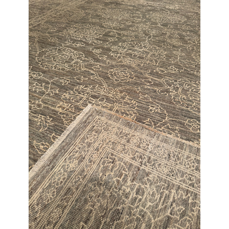 Tapis en laine et coton gris noué à la main Original Original