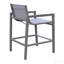Tabouret de bar d'extérieur en finition thermolaquée grise avec accoudoirs en textilène gris et bois gris