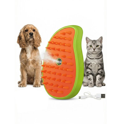 Fido Fave Mist Spray Dog Grooming Brush, Green/Orange