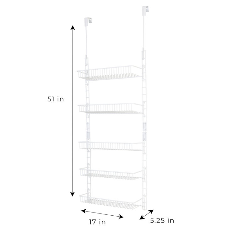 Smart Design Over The Door Adjustable Pantry Organizer Rack w/ 6 Adjustable  Shelves - Steel Metal - Hanging - Wall Mount - Cans, Spice, Storage