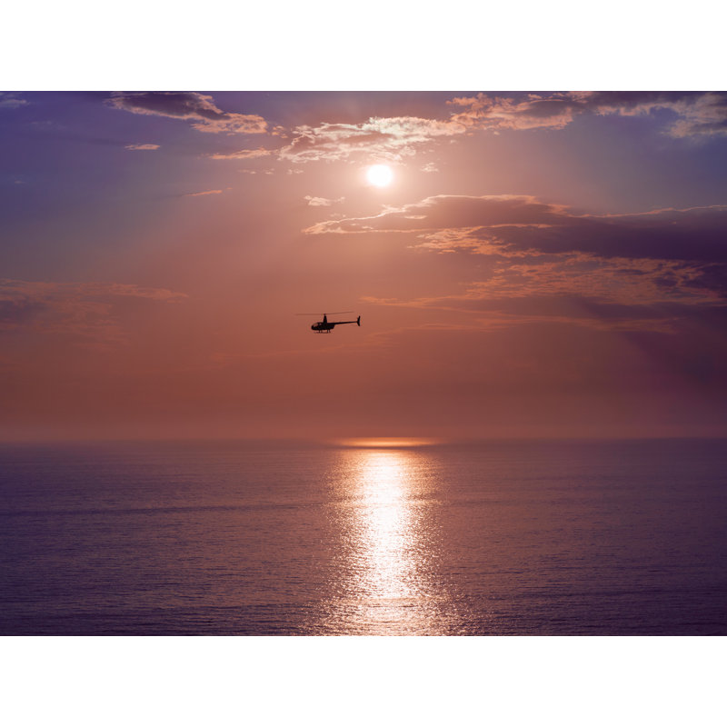 Helicopter Flying Over Torrey Pines, San Diego Print by Brian Mc Clean, 16" H x 20" W, Black Framed Paper