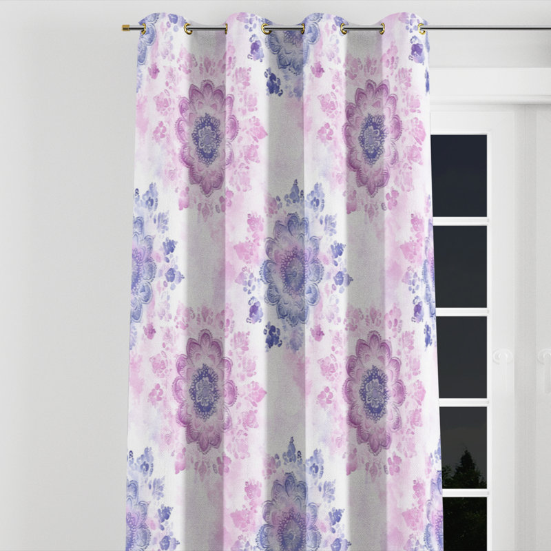 Rideaux marocains pour la chambre à coucher - Rideau contemporain à œillets pastel Boho Mandala - 1 panneau, Œillets dorés