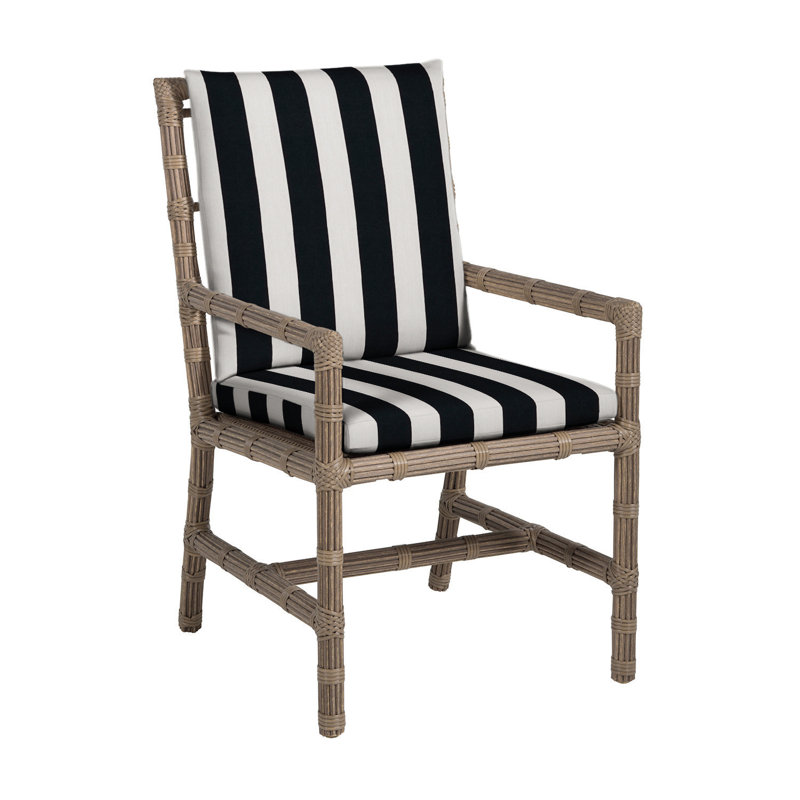 Newport Patio Dining Armchair with Cushions, Welt, Cabana Stripe Midnight, Newport #66 Burlap