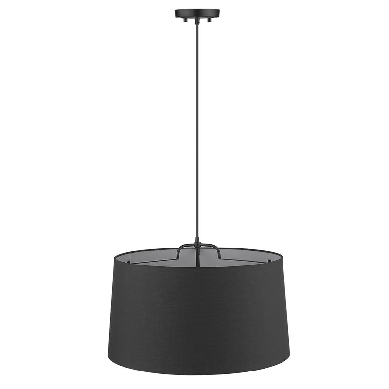 Lustre cylindrique unique / remarquable à 3 lumières Hatch, Noir mat