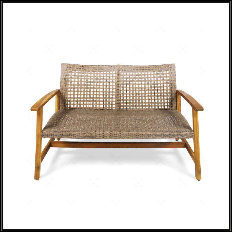 Causeuse Wood + Wicker, Gris naturel