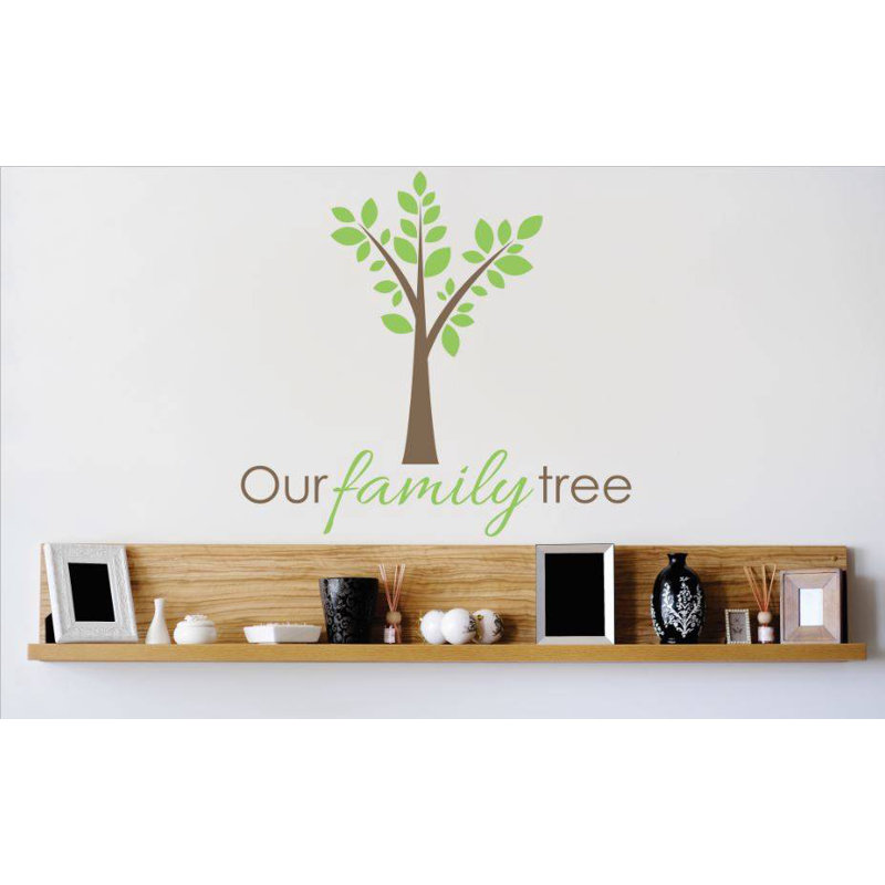 Décalcomanie murale arbre familial, Vert / Brun, H 20 po x l 20 po x P 0,16 po