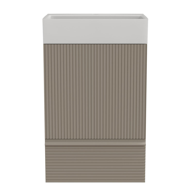 Meuble-lavabo autoportant de 20 po avec lavabo en céramique, Gris