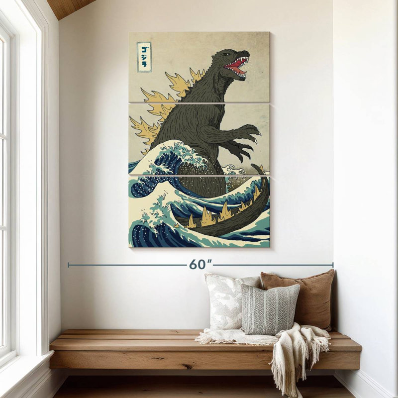 Kelan le grand monstre au large de Kanagawa, H 50 po x l 32 po