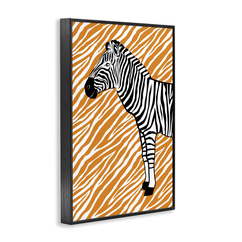 Giclée sur toile à motif zébré par Martina Pavlova, H 18 po x l 12 po, Giclée encadrée noir minuit