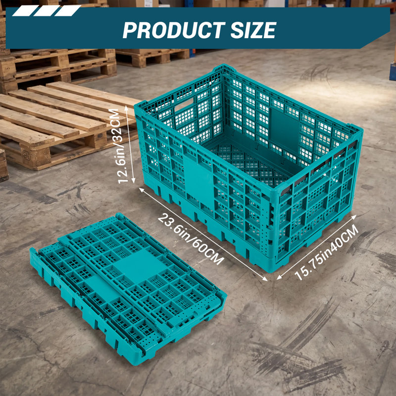Cage à lait pliable, caisse de rangement en plastique robuste de 52 L empilable, caisses pliables pour le rangement, peu encombrant pour la maison et le camping - grandes cales de 130 lb