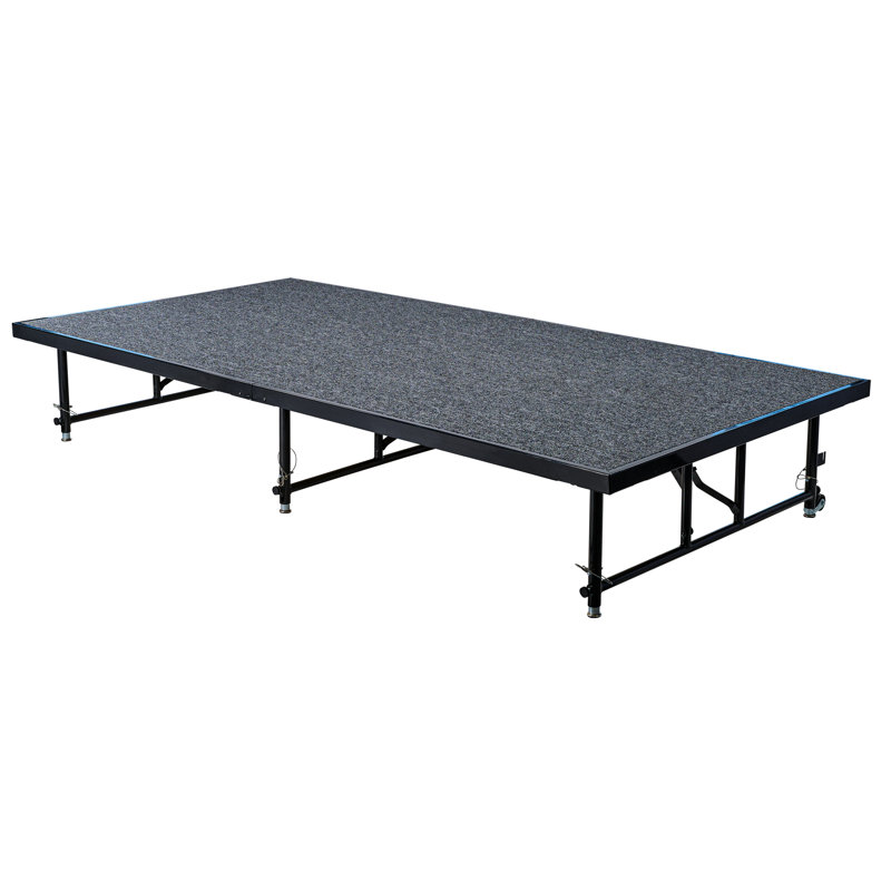 Plateforme de scène portative réglable en hauteur 4 pi x 8 pi NPS, H 24 po x l 48 po x P 96 po, Tapis gris