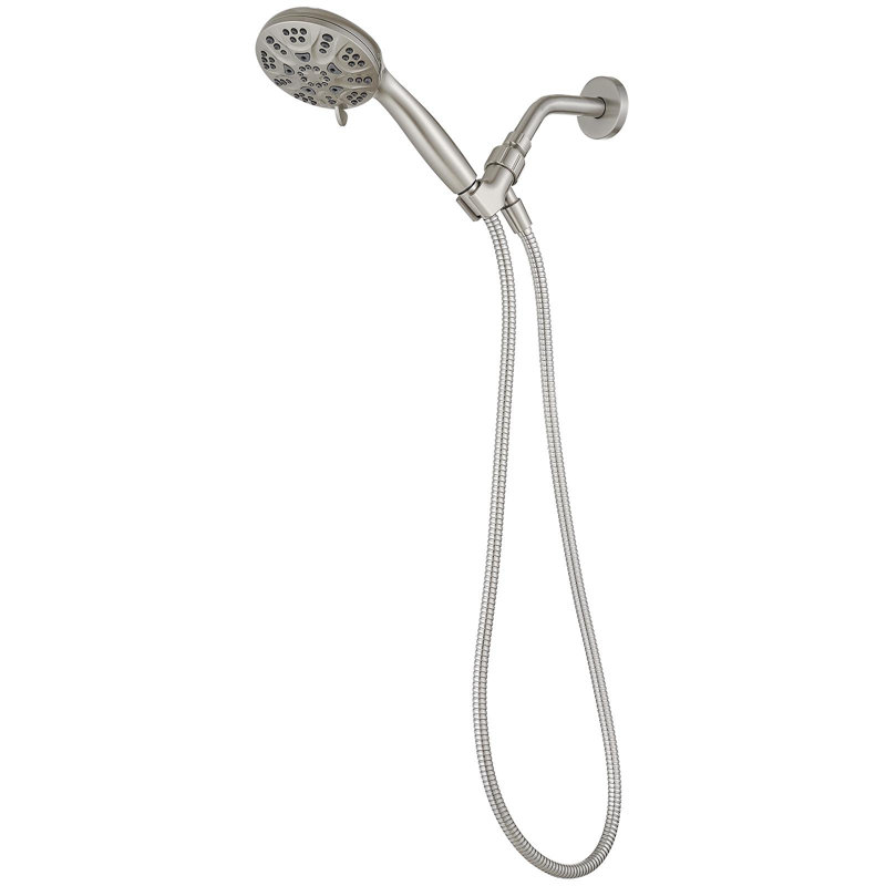 6-Spray 4.3 In. Wall Mount Handheld Shower Head 1.8 GPM Extra Long Stainless Steel Hose And Adjustable Bracket