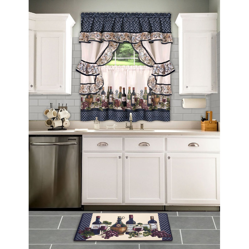 Annyssa Ruffled Kitchen Curtain, 57" W x 24" L