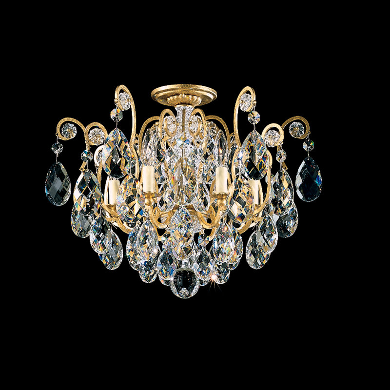 Renaissance Semi Flush Mount, Etruscan Gold, Clear Heritage