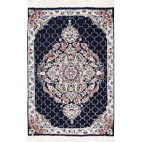 Navy Blue Silk & wool Nain Rug 2'x 3'2"