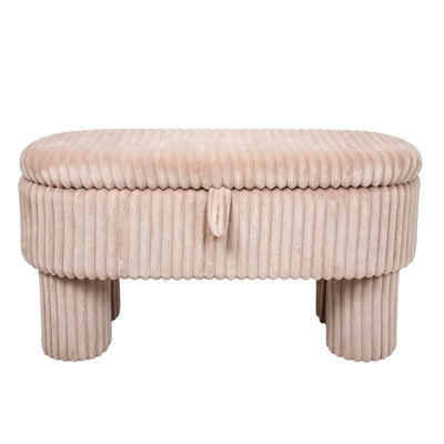 Modern Storage Ottoman Corduroy Upholstered Storage Bench