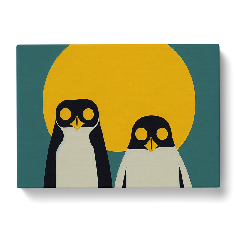Two Abstract Penguins - Wrapped Canvas, 35cm H x 50cm W x 3cm D
