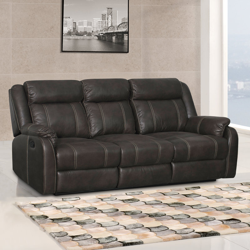 Sotomayor 82'' Faux Leather Reclining Sofa, Grey Faux Leather
