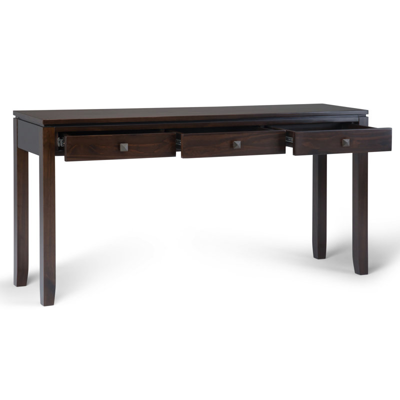 Mahogany Brown Solid Wood Console Table with Storage
