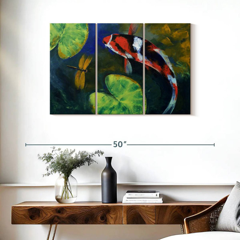 Brampt Showa Koi And Dragonfly, 24" H x 38" W