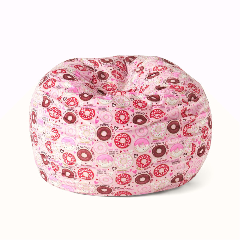 Puff-Puff 3 Foot Rounded Bean Bag, Pink Donut Print