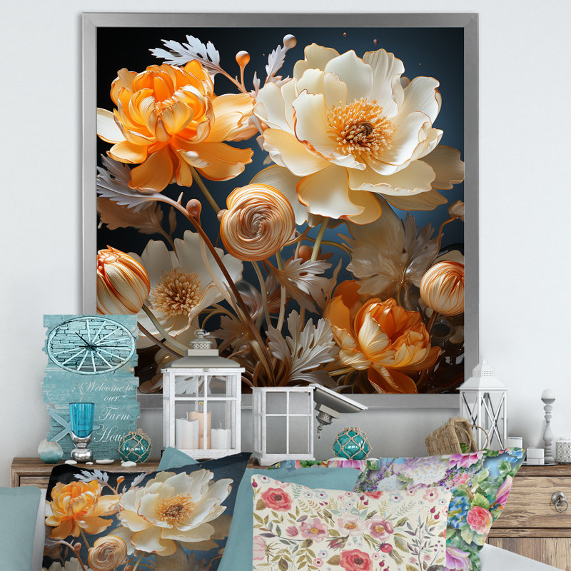 Buttercups Emotion Sunshine - Décoration murale boutons d'or, Cadre photo argenté, H 24 po x l 24 po x P 1 po
