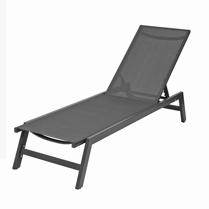 Outdoor Rust-Resistant Metal Chaise Lounge, Gray