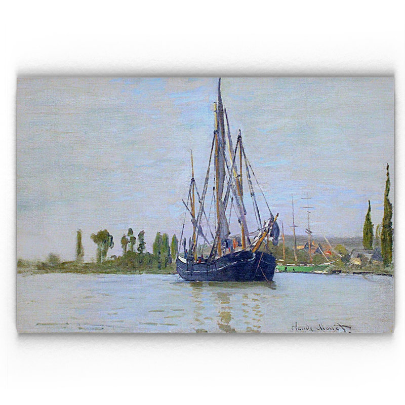 « the voilier bateau », impression, H 18 po x l 27 po x P 1,5 po, Pas de tapis, Toile tendue