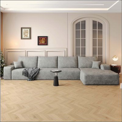 Canapé modulaire Cloud avec méridienne en forme de L, canapé modulaire moderne avec assise profonde, fauteuils rembourrés pour la chambre à coucher du salon, aucun assemblage requis (tissu en velours côtelé moelleux)