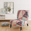 Fauteuil de chambre décoratif en velours à motif patchwork pêche et bleu