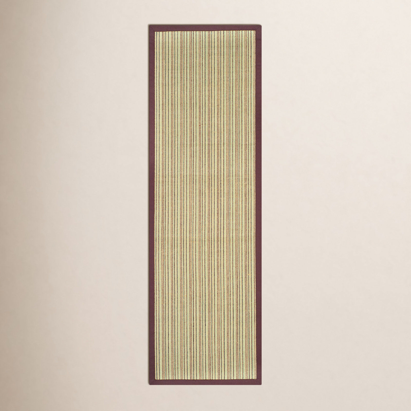 Auckland Striped Sisal Beige/Purple Area Rug, Runner 2'6" x 12'